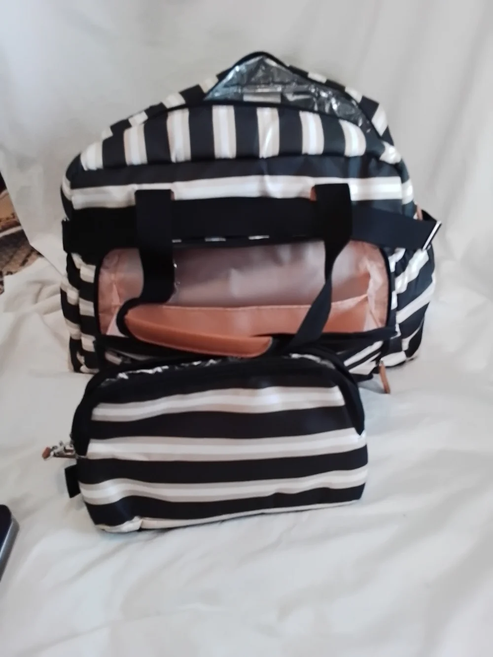 Striped Black & White Weekender Bag